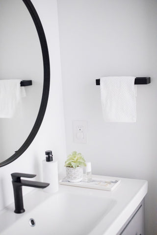 ceramic resin tray on bathroom counter top as a soap holder