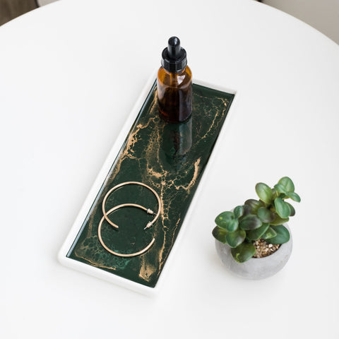 jade green resin ceramic trinket tray