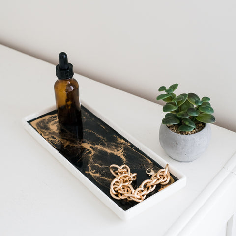 black ember resin ceramic tray