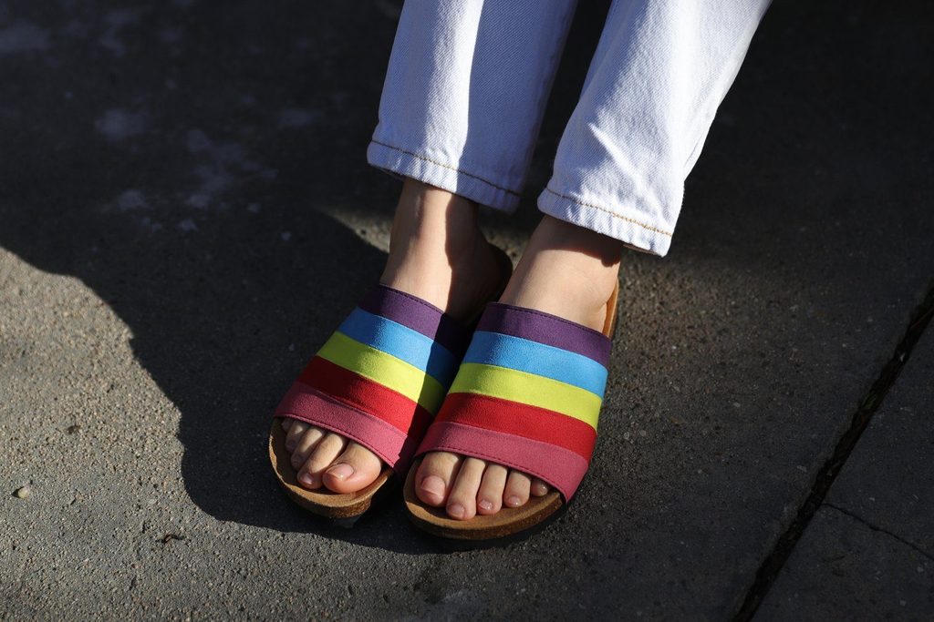 jerry vegan rainbow slides from good guys don't wear leather