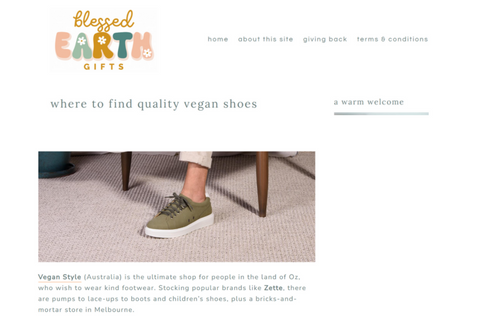 Blessed Earth Blog post about Vegan Style