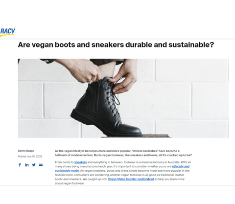 RACV article plus a vegan style boot