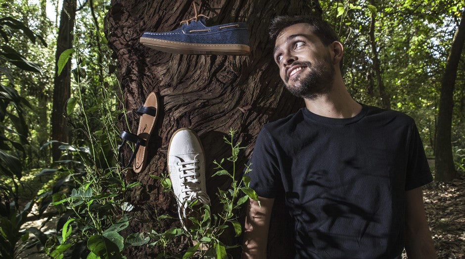 Gabriel Silva with shoes made by Ahimsa