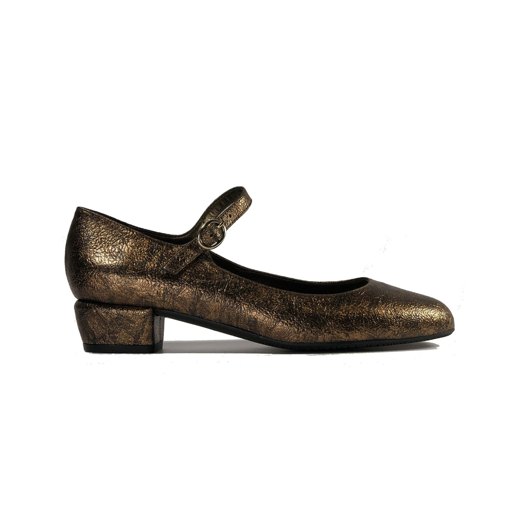 bronze shoes low heel