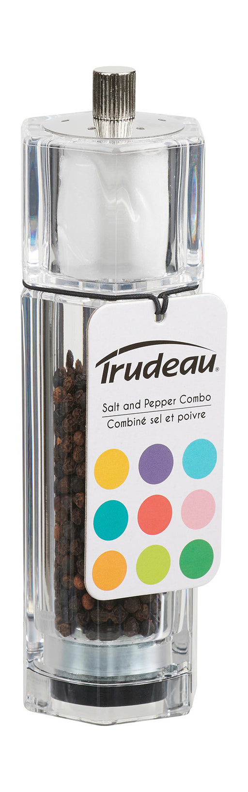 Trudeau 8-Inch Professional Salt & Pepper Mill Set - Stainless Steel