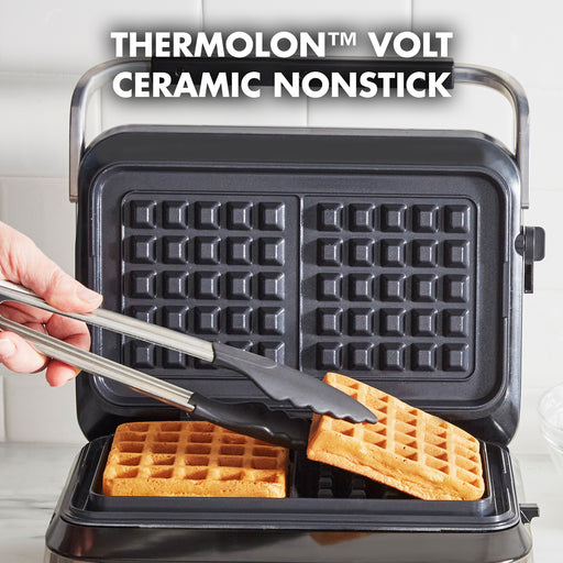 Elite Ceramic Nonstick 2-Square Waffle Maker, Black