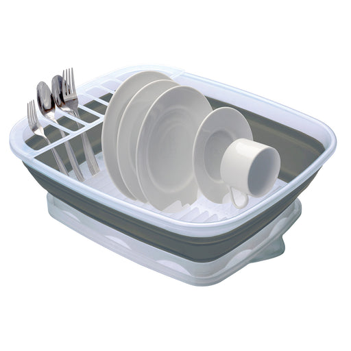 Polder Advantage Pro 4-Piece Dish Rack, Removable Slide-Out Tray, Designed for Optimal Draining, Large Capacity, Soft-Touch Rubber Caps Is Safe to