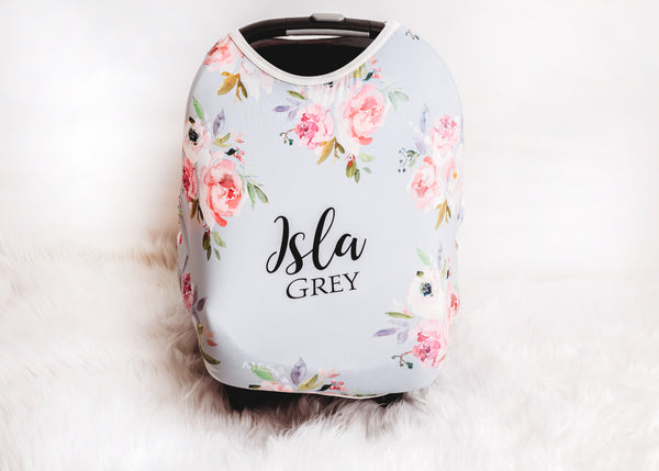 floral personalized car seat cover