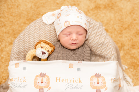 Baby with Lion swaddle