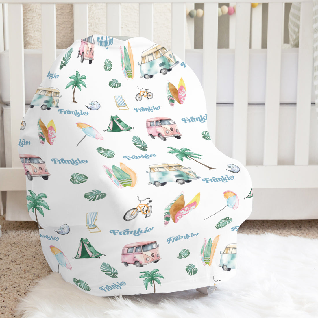 Beach Bum Car Seat Cover (Boy and Girl Options)