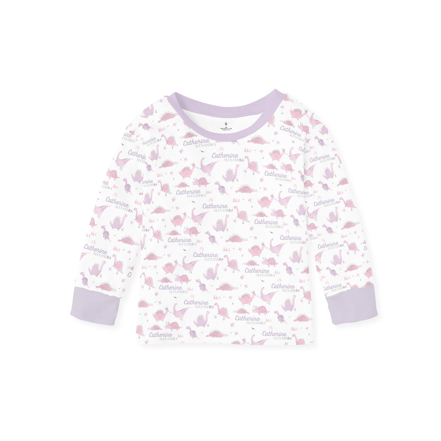 Pink Dinos Pajamas  - Short or Long Sleeve (3 months to kids 14)