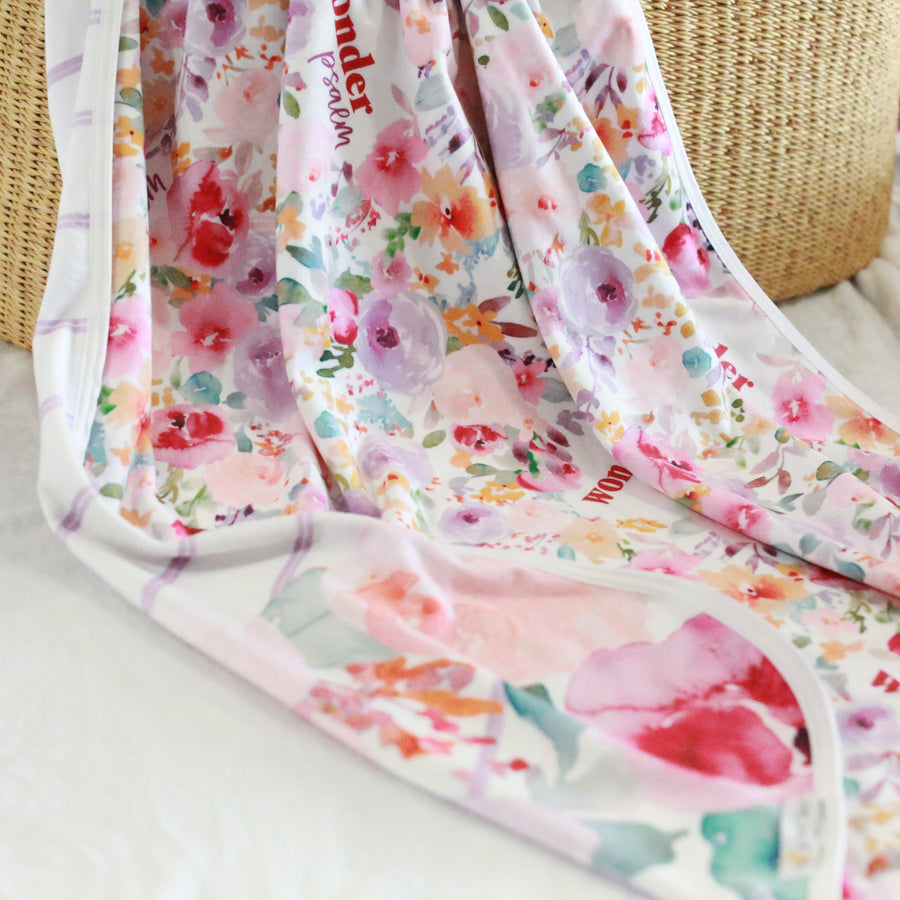 Amelia's Pink Floral Stroller Blanket