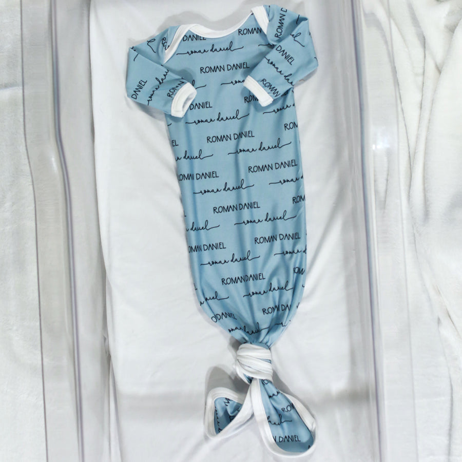 Camden Blue Knotted Baby Gown