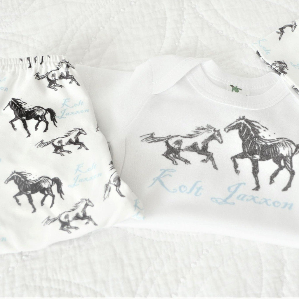 baby boy clothes with horses