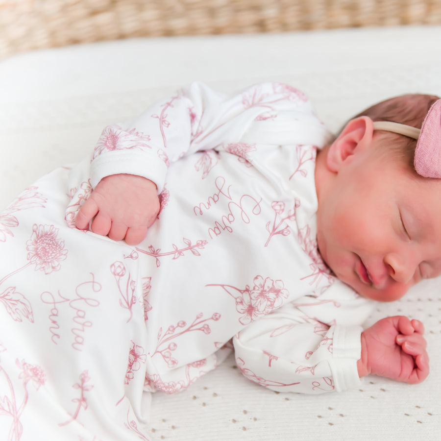 Colleen Mauve Floral Knotted Baby Gown