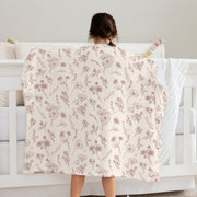 Colleen Floral Mauve Toddler Sherpa Blanket