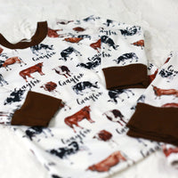 Cow Print Pajamas  - Short or Long Sleeve (3 months to kids 14)