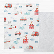 Frankie the Fireman Minky Deluxe Throw