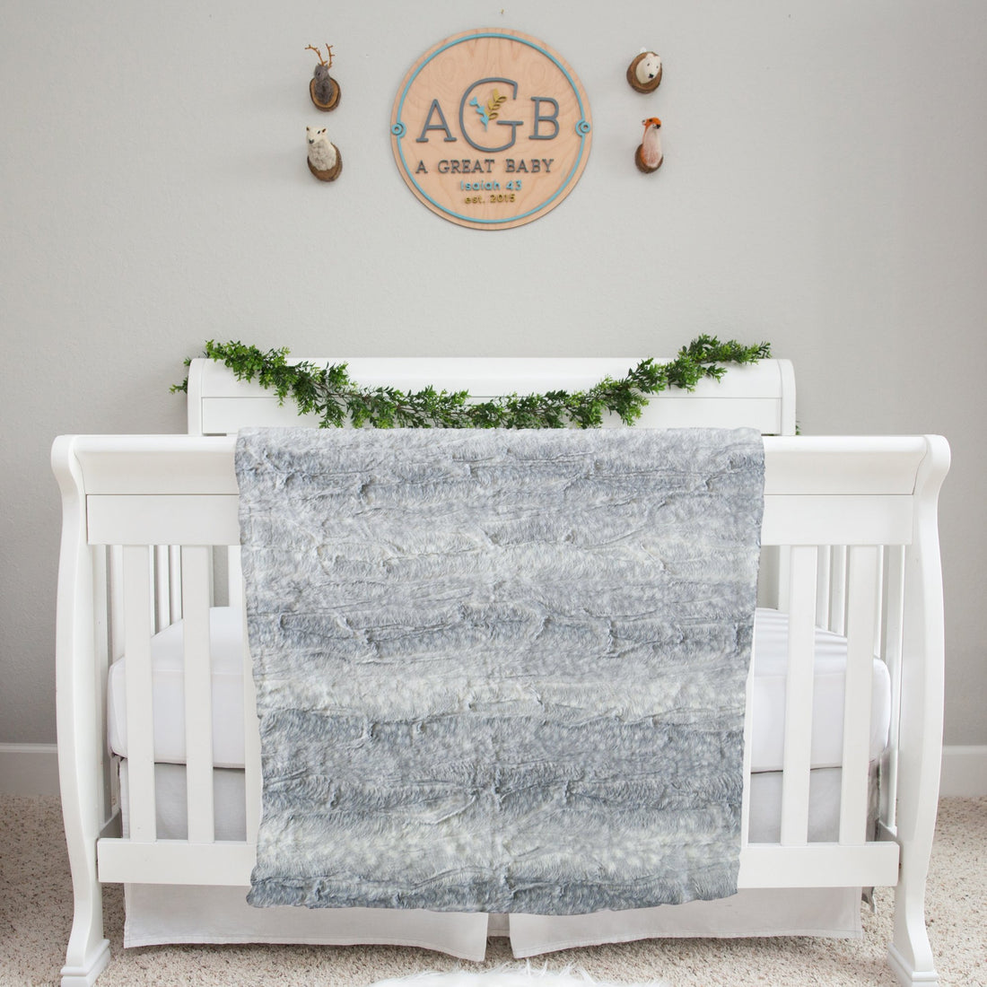 Gray Wildlife Baby Deluxe Blanket