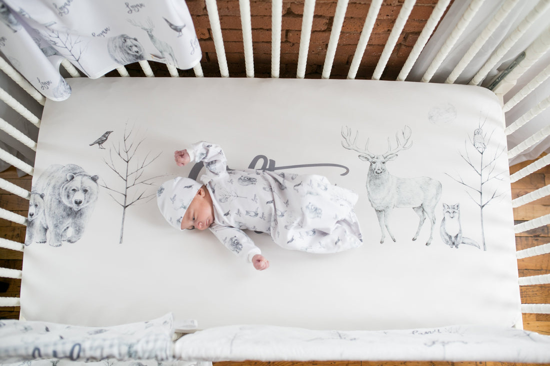 Gray Wildlife Crib Sheet