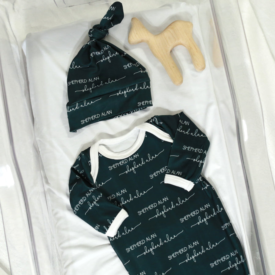 Camden Hunter Green Knotted Baby Gown