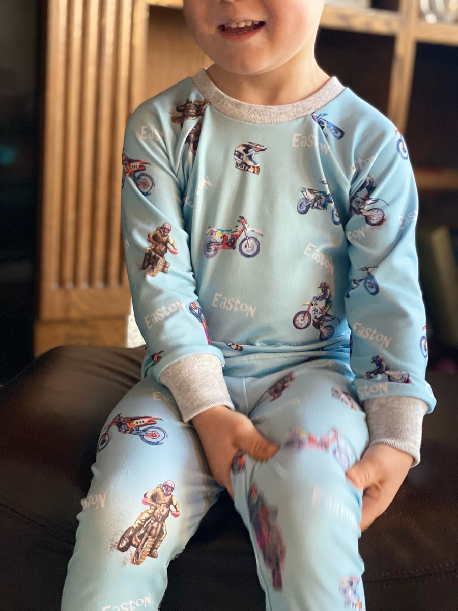 Dirt Bike Pajamas  - Short or Long Sleeve (3 months to kids 14)