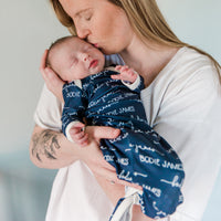 Navy Camden Knotted Baby Gown