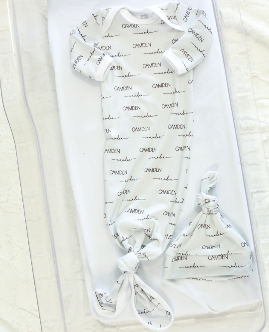 Camden Oatmeal Knotted Baby Gown