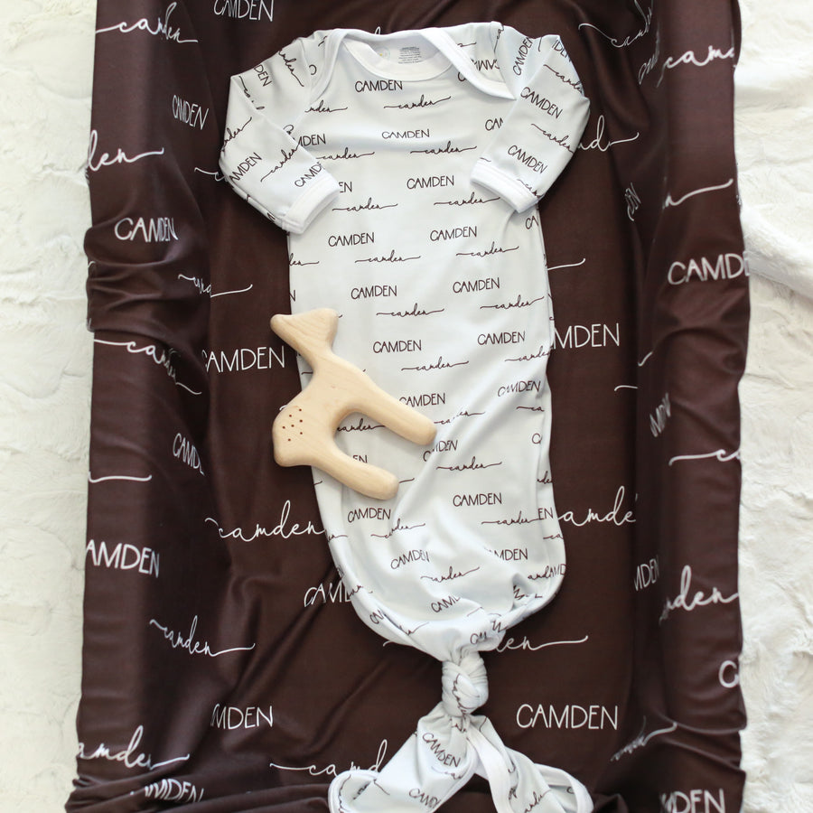 Camden Oatmeal Knotted Baby Gown