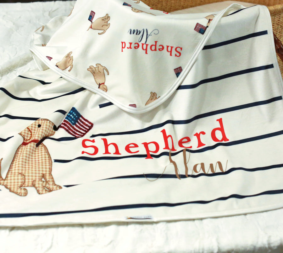 Patriotic Puppy Stroller Blanket