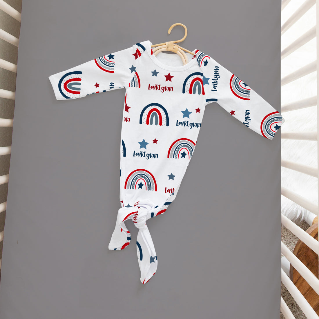 Patriotic Rainbows Knotted Baby Gown