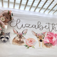 Woodland Faces Girls Crib Sheet