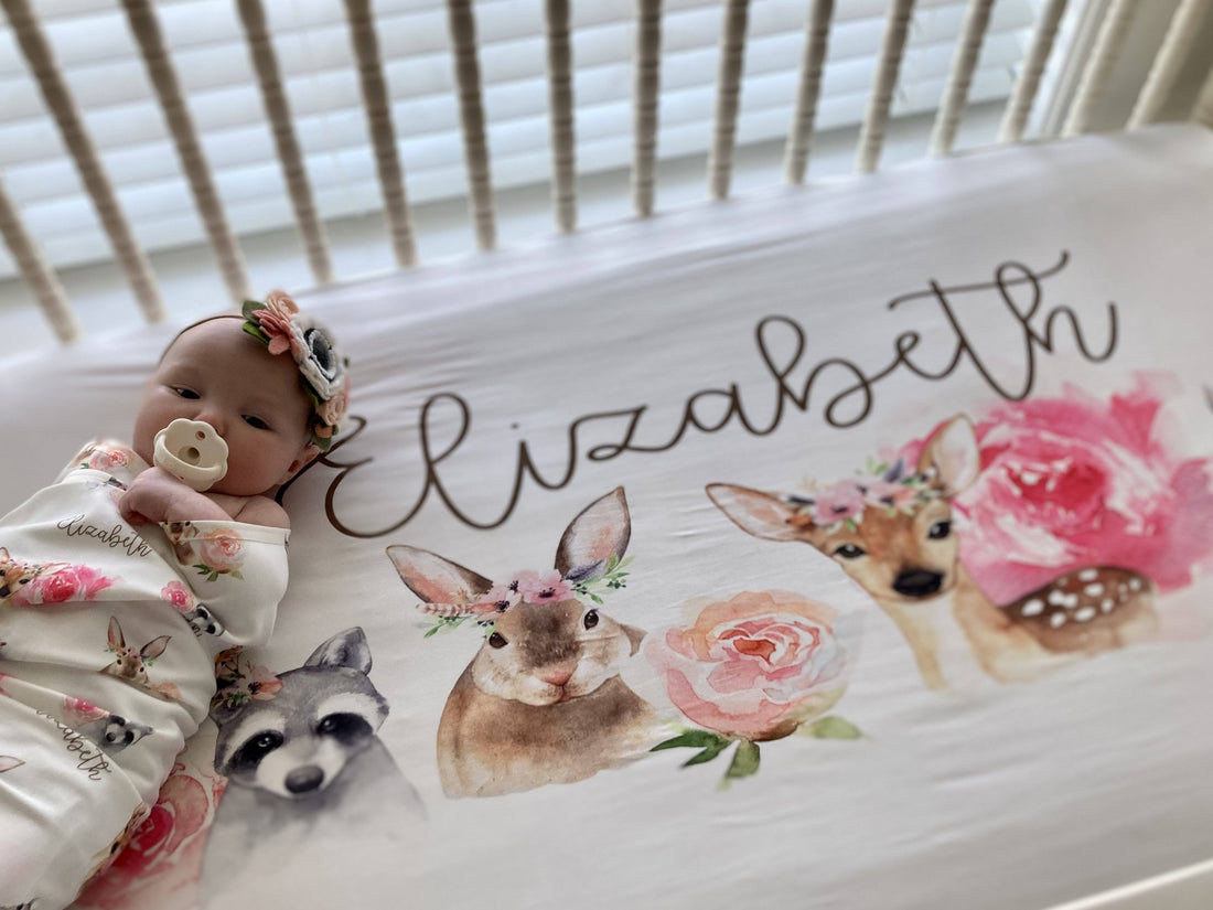 Woodland Faces Girls Crib Sheet