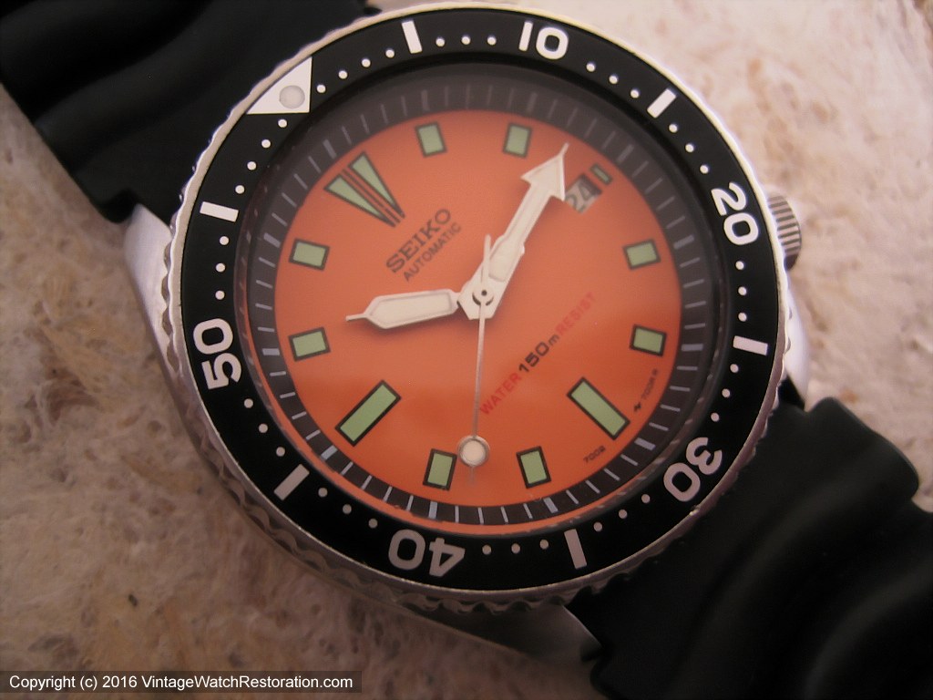 Exquisite Seiko 150M Divers with Orange Dial, Automatic,  – Vintage  Watch Restoration