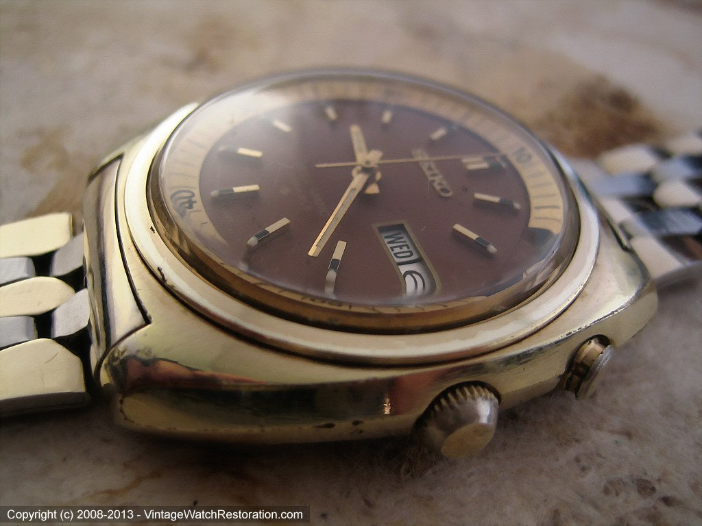Huge Seiko Brown Dial Day-Date Bell-Matic Alarm, Automatic,  –  Vintage Watch Restoration