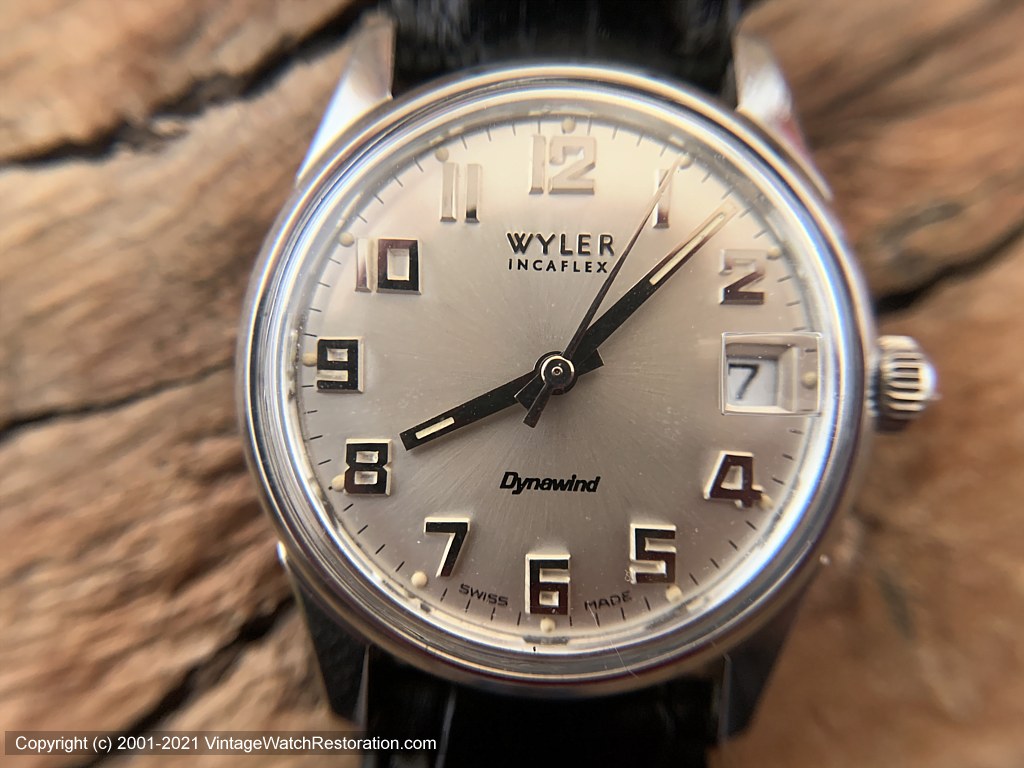 Wyler Dynawind 'Lifeguard' in Beefy Incabloc Stainless Case, Bold Silver  Numerals, Date, Automatic, 32mm