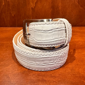Antas Custom Fit Belt - White Alligator w/ White Stitching - The Shop at American Dunes Golf Club