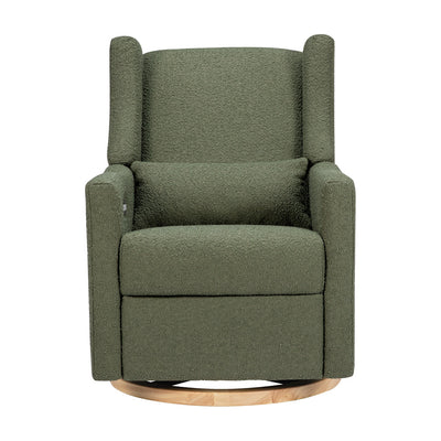 Front view of Babyletto Kiwi Glider Recliner in -- Color_Olive Boucle With Light Base