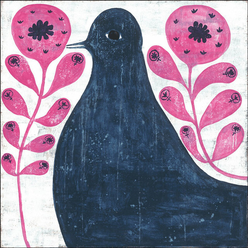 Sugarboo Black Bird In Flower Canvas