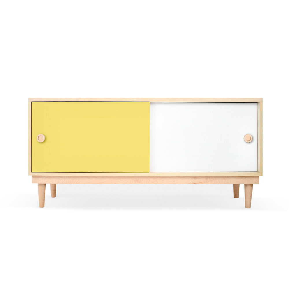 NicoYeye Lukka Modern Kids Credenza Console Solid Maple and Maple Veneers Yellow