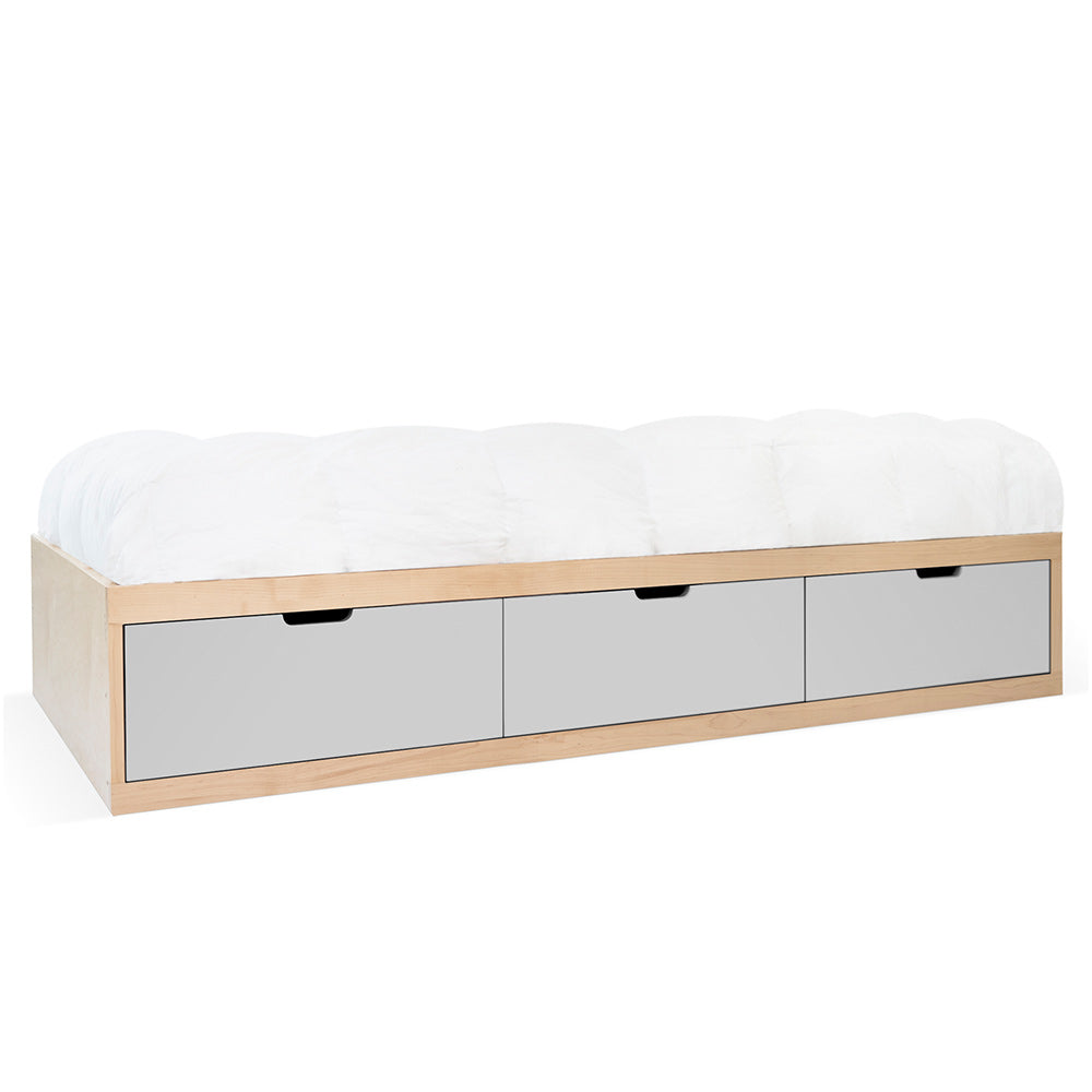 NicoYeye Zen Twin Bed Drawers Maple Gray 2