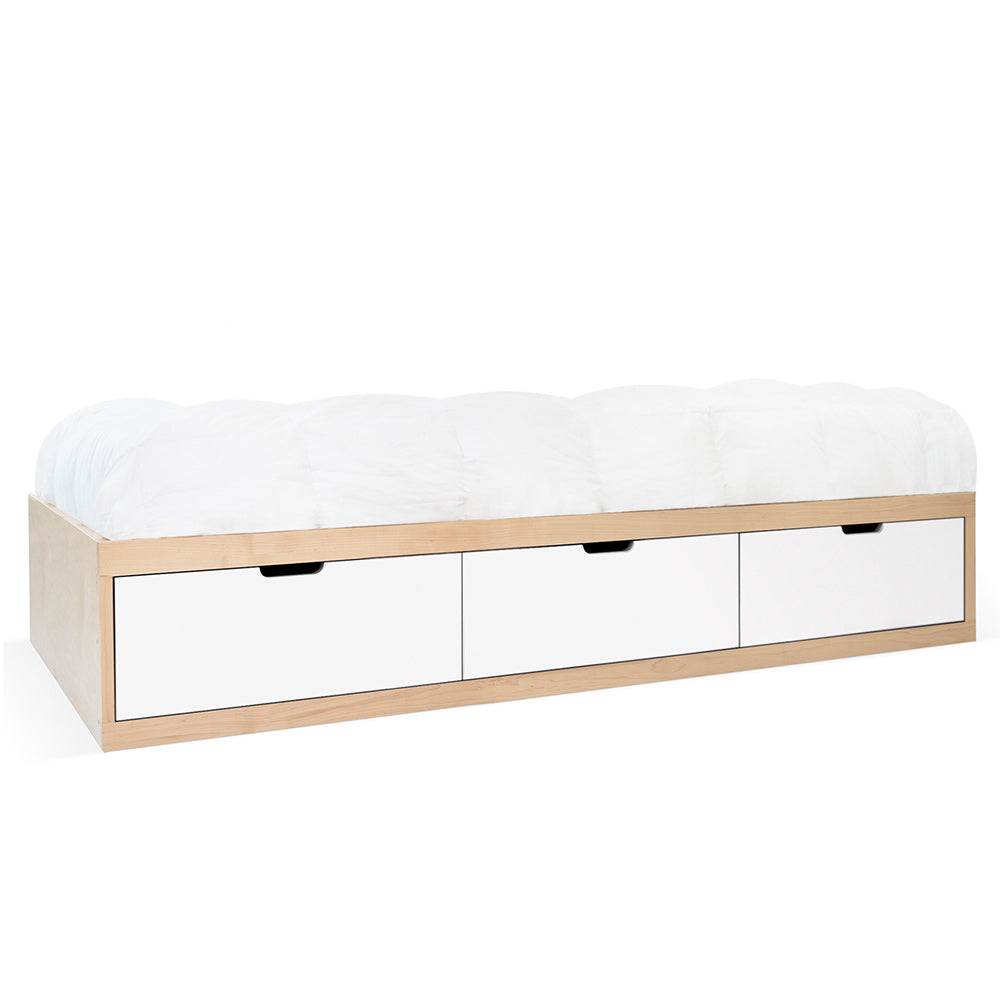 NicoYeye Zen Twin Bed Drawers Maple White 2