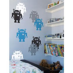 BK-GR-SB Giant Robots Wall Stickers in Sky Blue and Silver sku BK-GR-SB