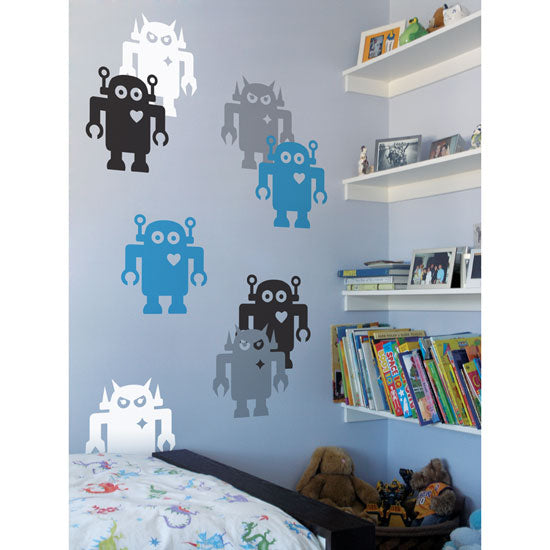 blik Giant Robots Wall Stickers in Black and White