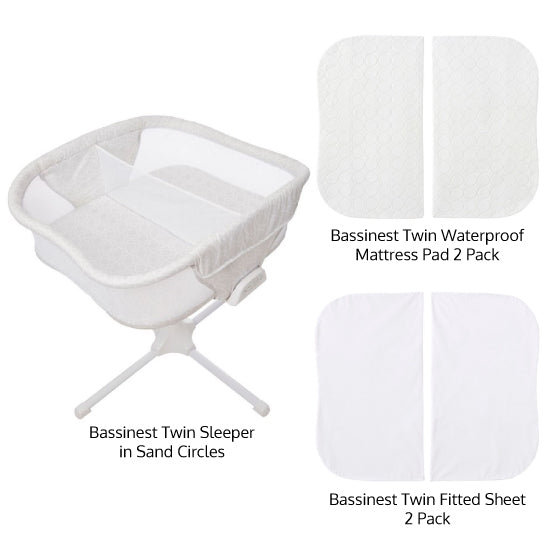 HLO-TWINB-3877 Bassinest Twin Sleeper Bundle in Sand Circles sku HLO-TWINB-3877