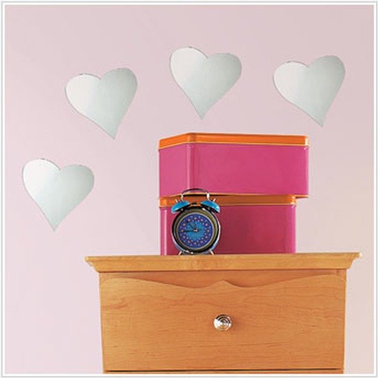 RM-MIR0007HRS Heart Peel & Stick Mirror (Small - 4 pieces) Wall  sku RM-MIR0007HRS