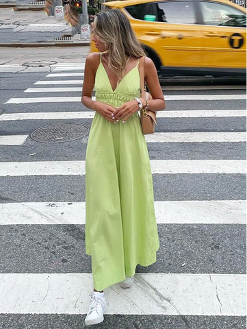 green maxi dress