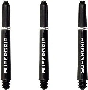 Harrows Supergrip Dart Shafts, Polycarbonate Stems, Machined Rings, Tweenie 40mm, Black & Silver (3 Sets)