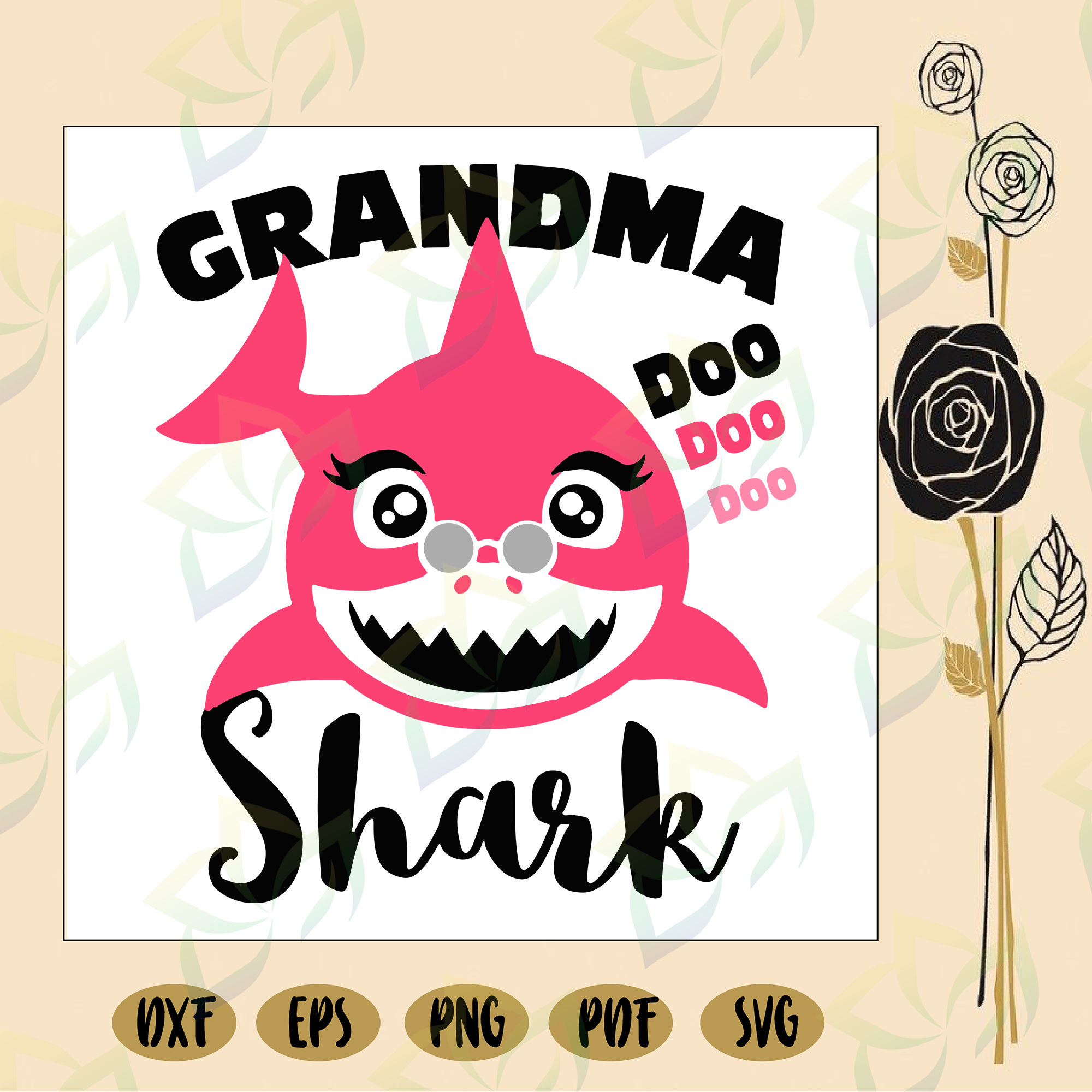 Download Grandma Shark Grandma Shark Svg Grandma Svg Grandma Gift Grandma L Blossomsvg SVG, PNG, EPS, DXF File