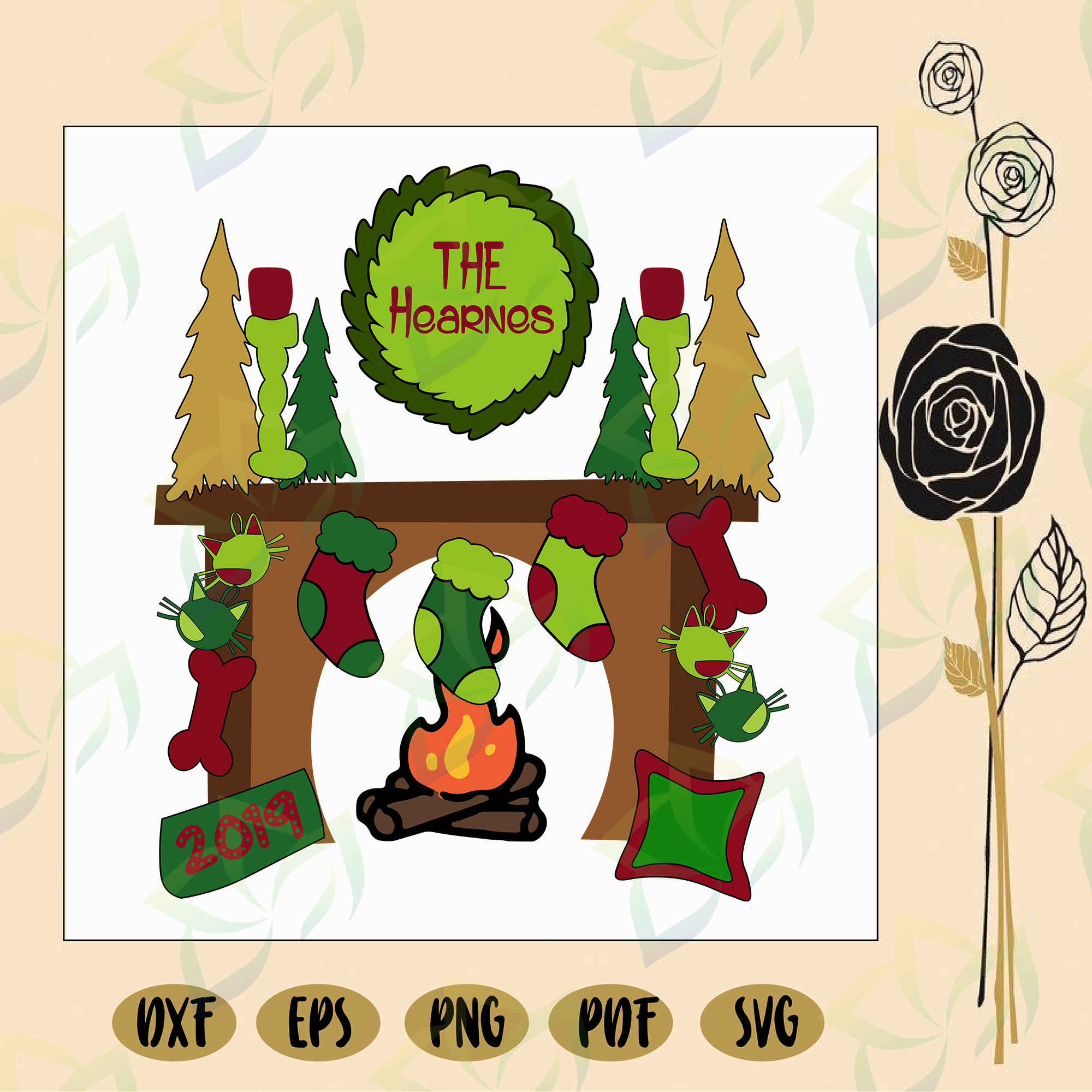 Download Christmas Mantel Svg Black Mantel Stocking For Dog Cat Christmas Tre Blossomsvg